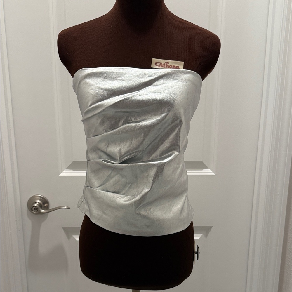 NWT Forema Boutique Silver Strapless Top size large